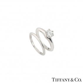 Tiffany & Co. Platinum Diamond Setting Band and Wedding Band Rings 0.61ct I/VVS2